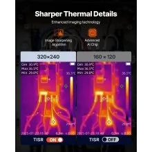VEVOR Thermal Camera, 320 x 240 TISR Super Resolution, Thermal Imaging Camera with 2MP Visual Camera, 160 x 120 IR Resolution, 25 HZ Refresh Rate, -4°F to 1022°F, 4 Image Modes & 6 Color Palettes