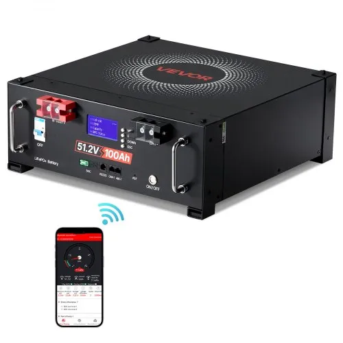 VEVOR 48V 100Ah LiFePO4 Lithium Battery, Built-in 100A BMS, 51.2V Server Rack LiFePO4 Battery with Bluetooth, 5.12kWh Capacity, Max 6000 Cycles, LCD Display, for Off-Grid, Solar System, Backup Power