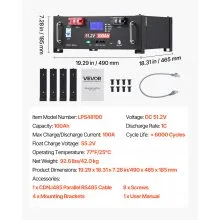 VEVOR 48V 100Ah LiFePO4 Lithium Battery 51.2V Server Rack Battery with 100A BMS