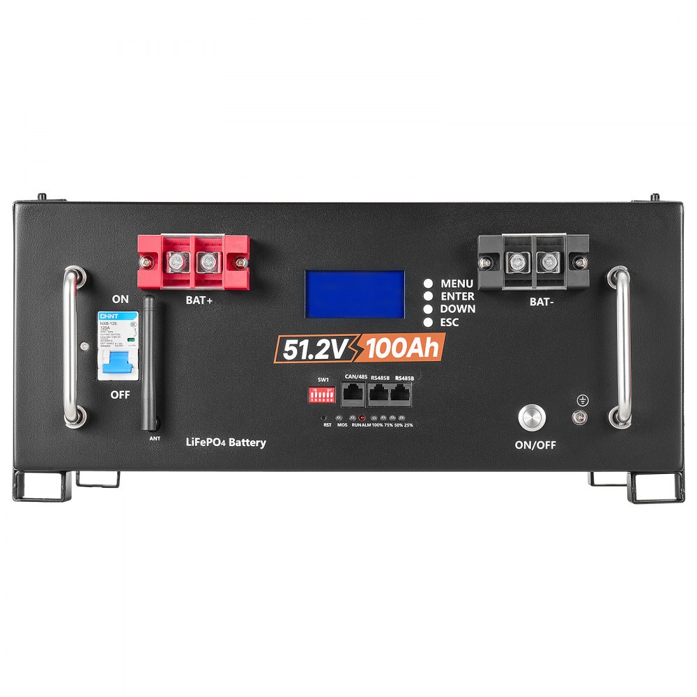 VEVOR 48V 100Ah LiFePO4 Lithium Battery, Built-in 100A BMS, 51.2V Server Rack LiFePO4 Battery with Bluetooth, 5120Wh Capacity, 6000 Cycles, LCD Display, for Solar Energy Storage Home Backup Power