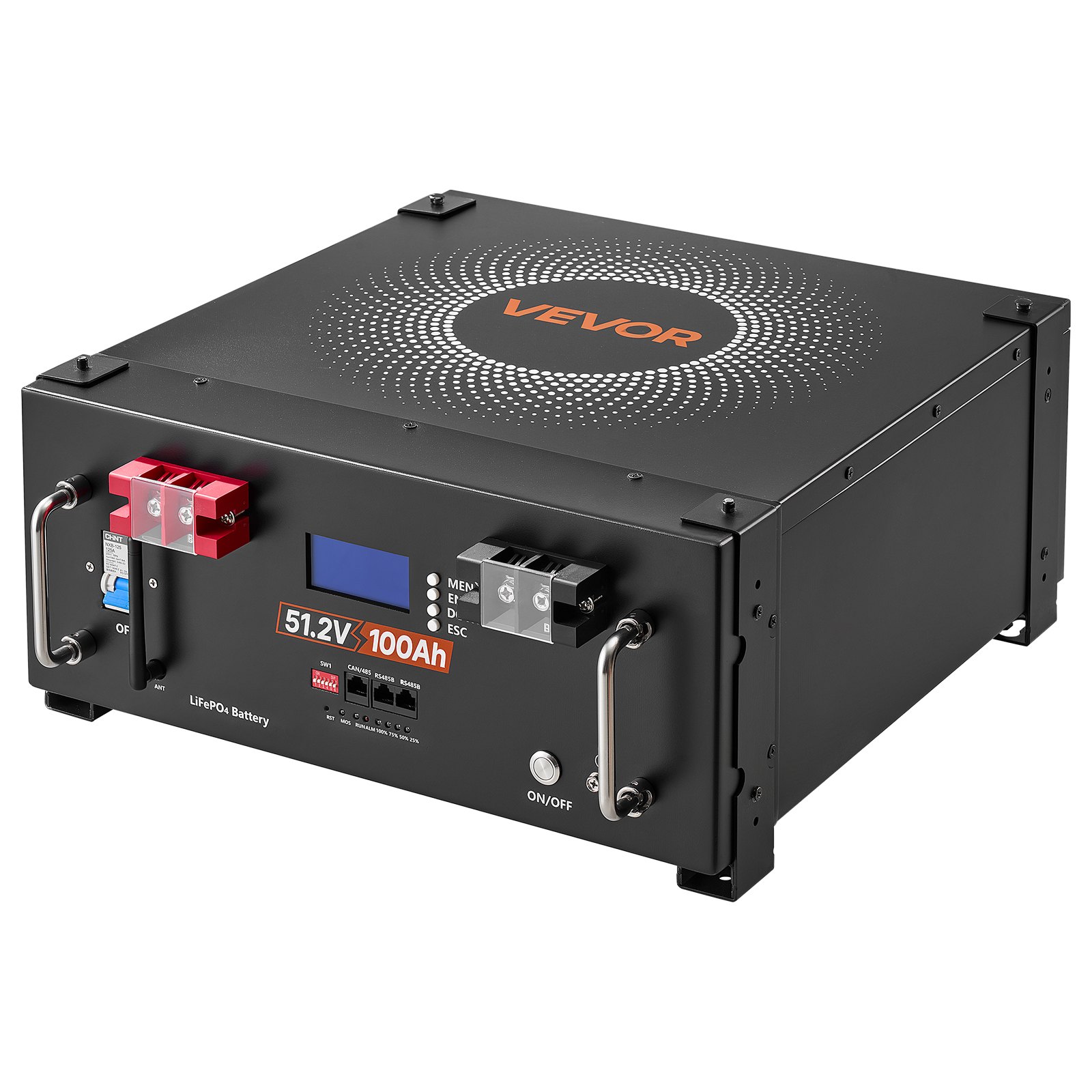 VEVOR 48V 100Ah LiFePO4 Lithium Battery, Built-in 100A BMS, 51.2V Server Rack LiFePO4 Battery with Bluetooth, 5120Wh Capacity, 6000 Cycles, LCD Display, for Solar Energy Storage Home Backup Power