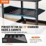 Prateleira de rack de servidor VEVOR 2U 16"/406 mm de profundidade Prateleira de montagem em rack ventilada com bandeja