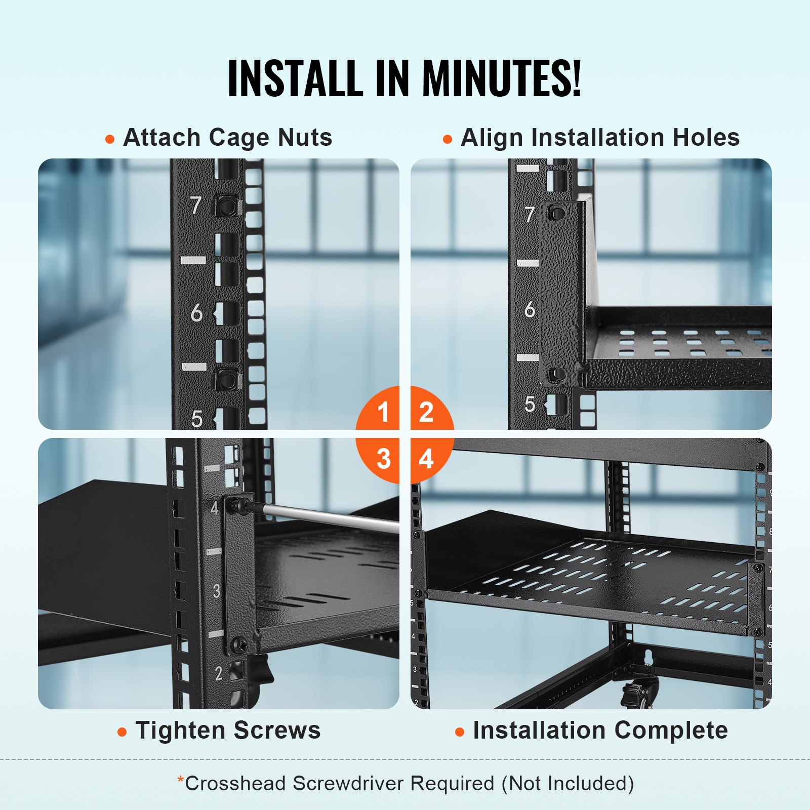 VEVOR 2U Server Rack Shelf, 16"/406mm Depth, 23 kg / 50 lbs Max Load Capacity Vented Cantilever or Wall Mount Rack Mount Shelf with Tray, Good Air Circulation for 482.6 mm/19" Network Cabinet or Equipment Rack