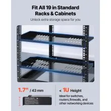 VEVOR 1U Server Rack Shelf, 4 PCS, 50 lbs Max Load-Bearing Vented Cantilever, Wall Mount or Rack Mount Shelf with Tray, 10 in Depth, Good Air Circulation for 19 Inch Cabinet Computer Network Equipment