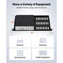 VEVOR 1U Server Rack Shelf, 4 PCS, 50 lbs Max Load-Bearing Vented Cantilever, Wall Mount or Rack Mount Shelf with Tray, 10 in Depth, Good Air Circulation for 19 Inch Cabinet Computer Network Equipment
