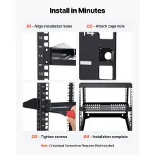 VEVOR 1U Server Rack Shelf, 4 PCS, 50 lbs Max Load-Bearing Vented Cantilever, Wall Mount or Rack Mount Shelf with Tray, 10 in Depth, Good Air Circulation for 19 Inch Cabinet Computer Network Equipment