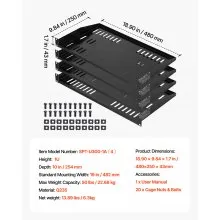 VEVOR 1U Server Rack Shelf, 4 PCS, 50 lbs Max Load-Bearing Vented Cantilever, Wall Mount or Rack Mount Shelf with Tray, 10 in Depth, Good Air Circulation for 19 Inch Cabinet Computer Network Equipment