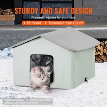 VEVOR Heated Cat House Foldable Kitty Shelter with Heated Pad Green Middle