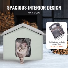 VEVOR Heated Cat House Foldable Kitty Shelter with Heated Pad Green Middle