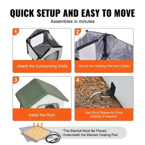 Casa Con Calefacción Para Gatos VEVOR - Refugio Exterior Impermeable 62.5x33x42cm, Almohadilla Térmica 30W Ajustable