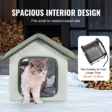 VEVOR Elevated Heated Cat House Outdoor Kitty Shelter with Heated Pad Green (S)