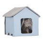 VEVOR Heated Cat House Foldable Kitty Shelter with Heated Pad Blue Small