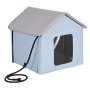 VEVOR Heated Cat House, Outdoor Kitty Shelter with Timer, 600D Oxford Cloth Foldable Cat Shelter with Heated Pad  for Winter to Stay Warm and Cozy, Blue (Small)