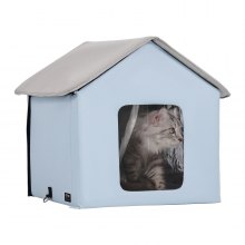 VEVOR Niche chauffante pliable pour chat avec coussin chauffant Bleu Petit