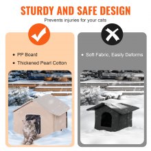 Elevated Heated Cat House Kitty Shelter with Heated Pad Brown Middle