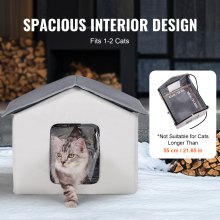 VEVOR Heated Cat House Foldable Kitty Shelter with Heated Pad Gray Middle