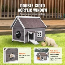 VEVOR Outdoor Cat House Ξύλινο καταφύγιο αγριόγατων με πτερύγια και παράθυρο οροφής