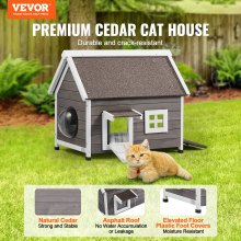 VEVOR Outdoor Cat House Wooden Feral Cat Shelter with Roof Door Flaps & Window