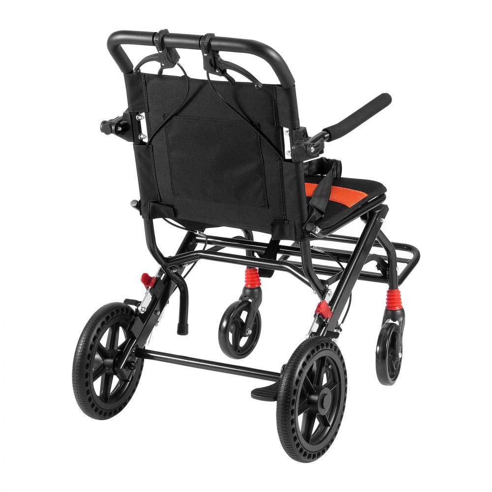 VEVOR Wheelchair Aluminum Alloy Transport Chair Foldable 45.7 cm W Seat 99.8 kg