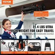 VEVOR Wheelchair Aluminum Alloy Transport Chair Foldable 45.7 cm W Seat 99.8 kg