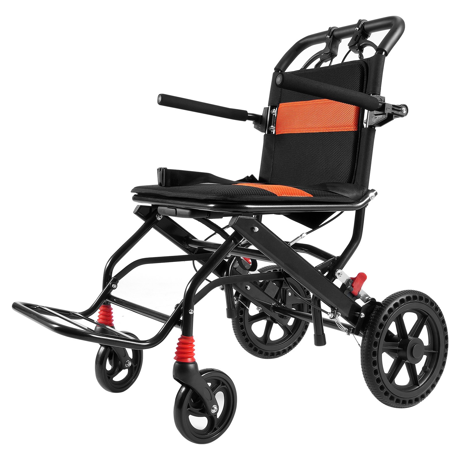 VEVOR Wheelchair Aluminum Alloy Transport Chair Foldable 45.7 cm W Seat 99.8 kg