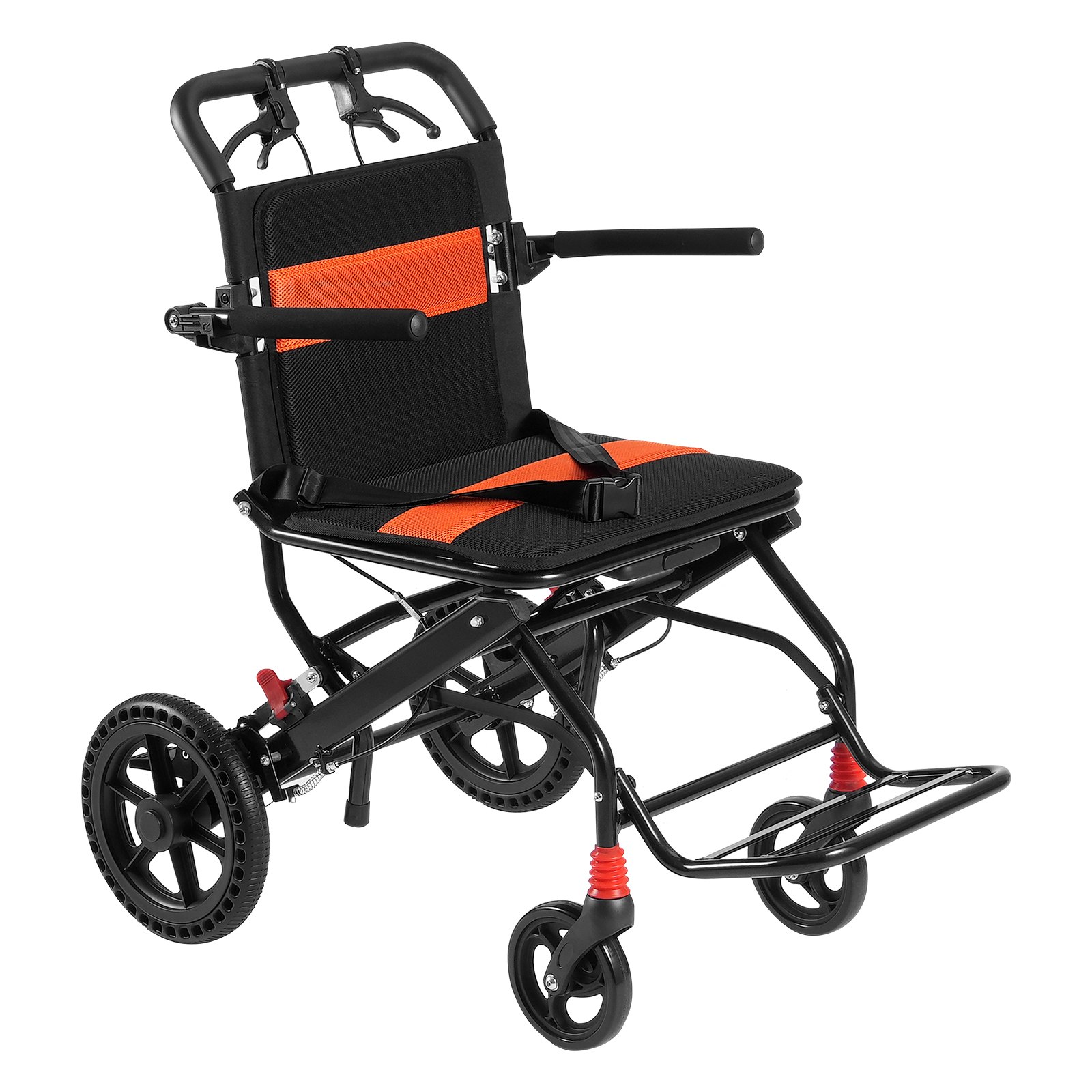 VEVOR Wheelchair Aluminum Alloy Transport Chair Foldable 45.7 cm W Seat 99.8 kg
