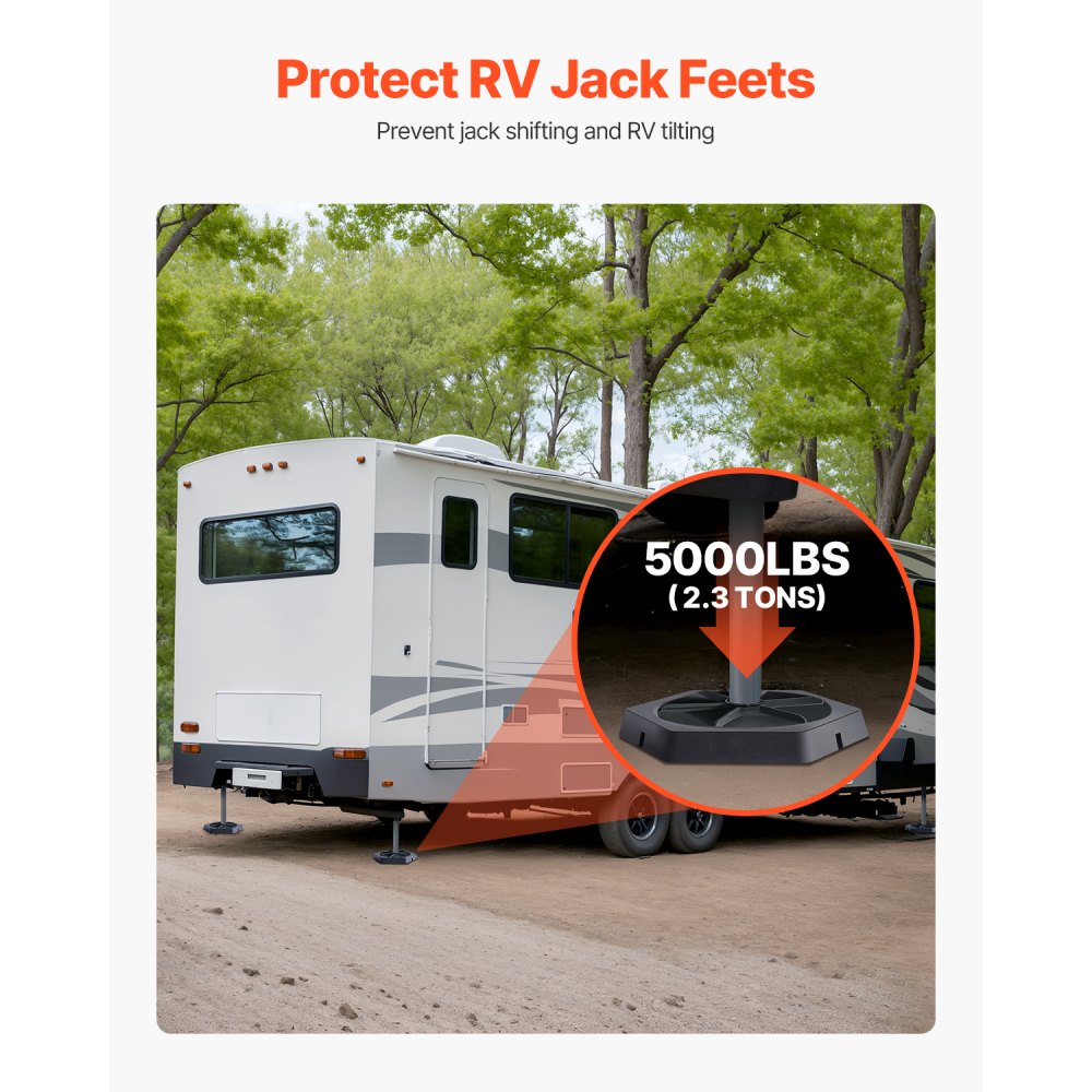 VEVOR RV Leveling Pads, 4-Pack Rubber Trailer Jack Pads, Each with 5000 lbs Capacity, Jack Stabilizer Padding with Large Surface Area, Ideal for 10" Round Feet, 5th Wheels Class A/C Motorhomes Camper