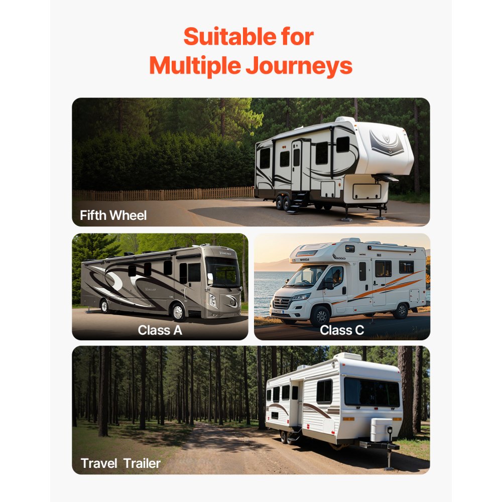 VEVOR RV Leveling Pads, 4-Pack Rubber Trailer Jack Pads, Each with 5000 lbs Capacity, Jack Stabilizer Padding with Large Surface Area, Ideal for 10" Round Feet, 5th Wheels Class A/C Motorhomes Camper