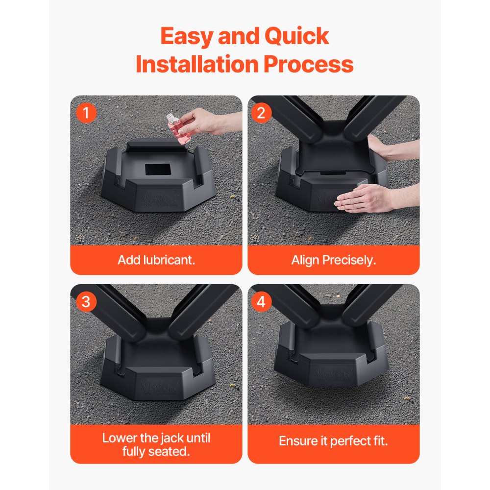 VEVOR RV Leveling Pads, 4-Pack Rubber Trailer Jack Pads, Each with 5000 lbs Capacity, Jack Stabilizer Pad with Large Surface Area, Suitable for 5.5" Square Jack Feet, 5th Wheels Class A/C Motorhomes
