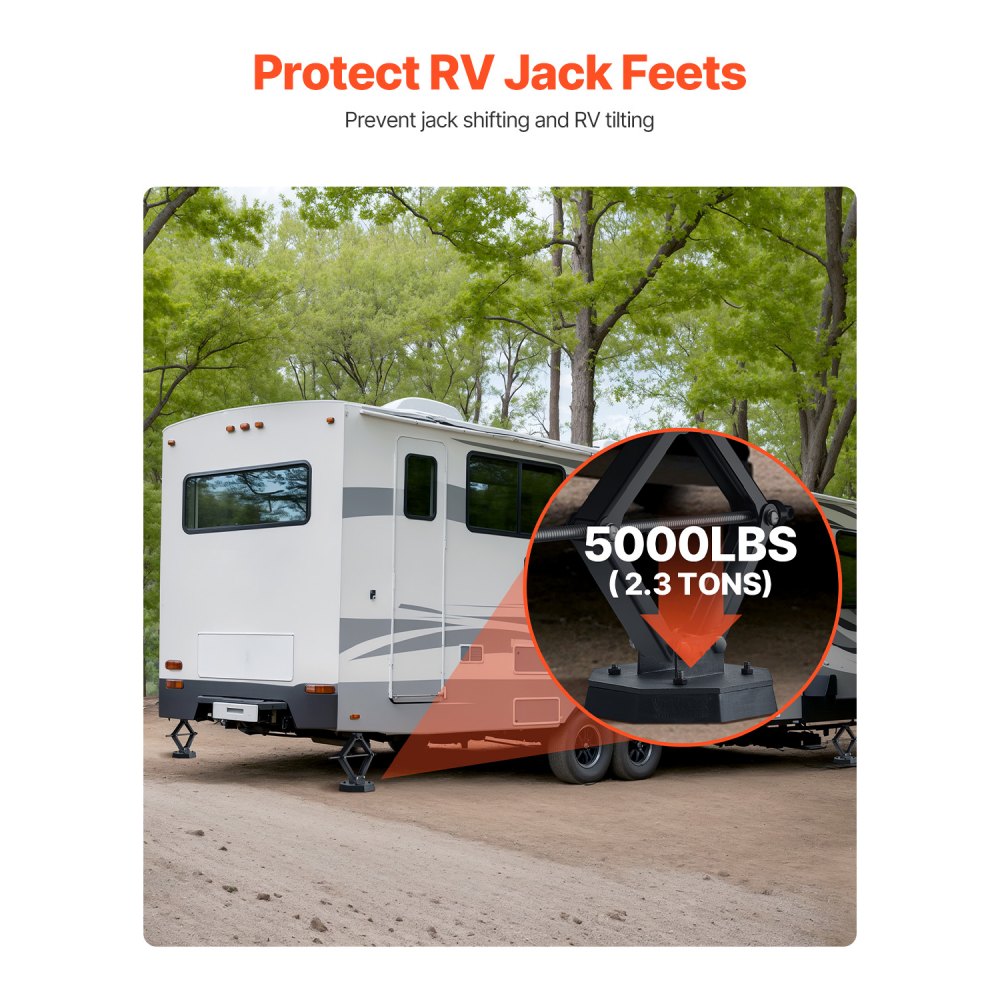 VEVOR RV Leveling Pads, 4-Pack Rubber Trailer Jack Pads, Each with 5000 lbs Capacity, Standard Jack Stabilizer Pad with Large Surface Area, Ideal for Scissor Jack Feet 5th Wheels Class A/C Motorhomes