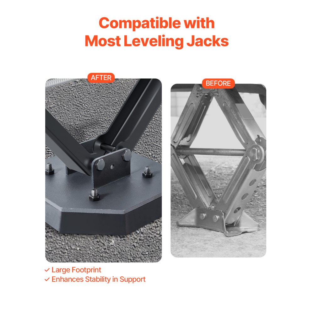 VEVOR RV Leveling Pads, 4-Pack Rubber Trailer Jack Pads, Each with 5000 lbs Capacity, Standard Jack Stabilizer Pad with Large Surface Area, Ideal for Scissor Jack Feet 5th Wheels Class A/C Motorhomes