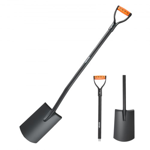VEVOR - Square Shovel, 48 in Heavy-Duty Flat Shovel, Transfer Shovels with Alloy Steel Blade and Non-Slip D-Handle, Detachable