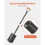 VEVOR Square Shovel, 122 cm Heavy-Duty Flat Shovel, Transfer Shovels with Alloy Steel Blade and Non-Slip D-Handle, Detachable and Easy Storage, for Gardening, Construction, Digging & Snow Shoveling