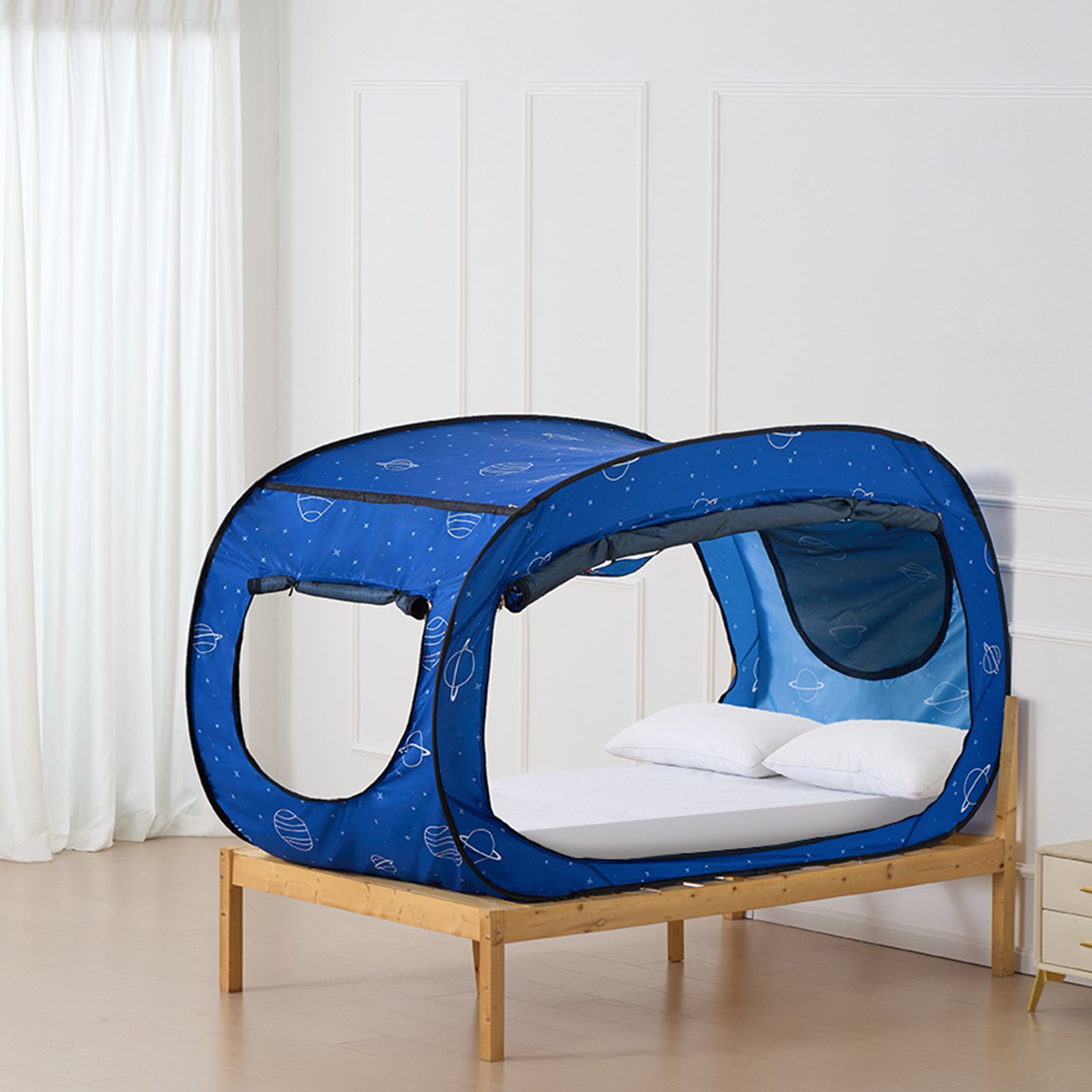 VEVOR Bed Tent, Pongee Fabric, 2 Doors Breathable Dream Tent with 0.33 in Fiber Poles on Bed Privacy, Full Size Block out Light Sleeping Bed Canopy, Fit for Kids Playhouse and Adults Sleeping Tent
