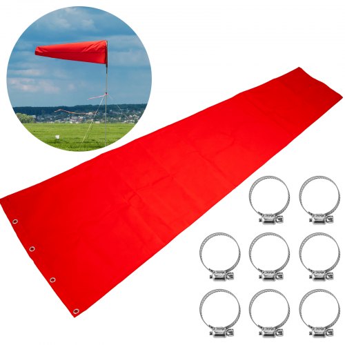 VEVOR Airport Windsock Wind Direction Sock 18 x 96 Inch Aviation Wind Sock Orange Red Nylon Windsock Weatherproof Airport Wind Sock Outdoor Air Direction Indicator for Airport Industry Farm & Park