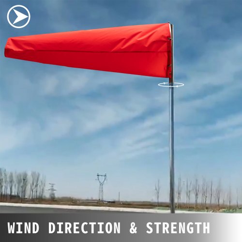 VEVOR Airport Windsock Wind Direction Sock 18 x 96 Inch Aviation Wind Sock Orange Red Nylon Windsock Weatherproof Airport Wind Sock Outdoor Air Direction Indicator for Airport Industry Farm & Park