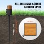 VEVOR Gard Stalp Anchor Ground Spike, 8 pachete 36 x 4 x 4 inch Diametru exterior (diametru interior 3,5 x 3,5 inch), metal negru acoperit cu pulbere pentru stâlp de pământ, pentru cutie poștală punte de grădină