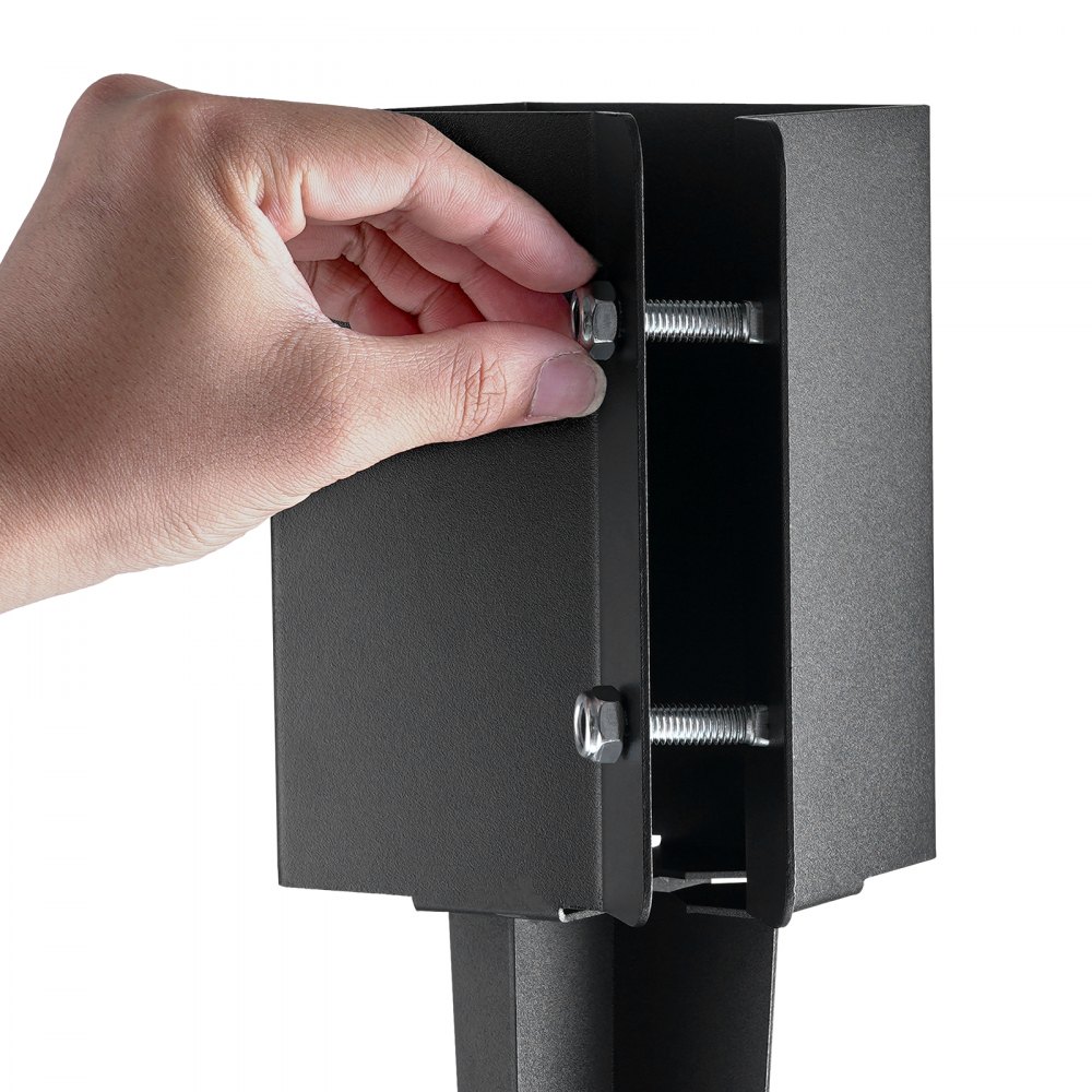 VEVOR Fence Post Anchor Ground Spike, 4 Pack 91 x 11 x 11 cm Outer Diameter (Inner Diameter 8.9 x8.9 cm), Metal Black Powder Coated Post Stake Ground, for Mailbox Deck Garden Railing