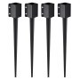 VEVOR Fence Post Anchor Ground Spike, 4 Pack 36 x 4 x 4 Inches Outer Diameter (Inner Diameter 3.5 x3.5 Inches), Metal Black Powder Coated Post Stake Ground, for Mailbox Deck Garden Railing