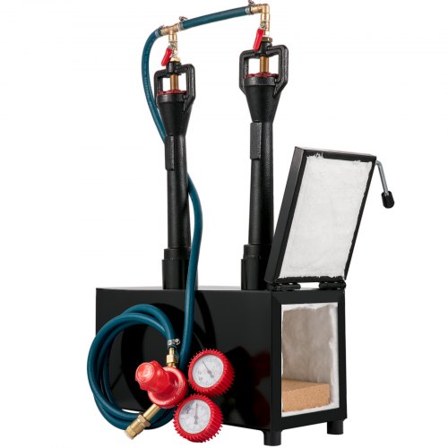 VEVOR Farrier Furnace with Dual Burners Large Capacity Portable Square Metal Propane Knife Forge, Black