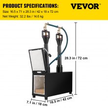 VEVOR Farrier Furnace with Dual Burners Large Capacity Portable Square Metal Propane Knife Forge, Black