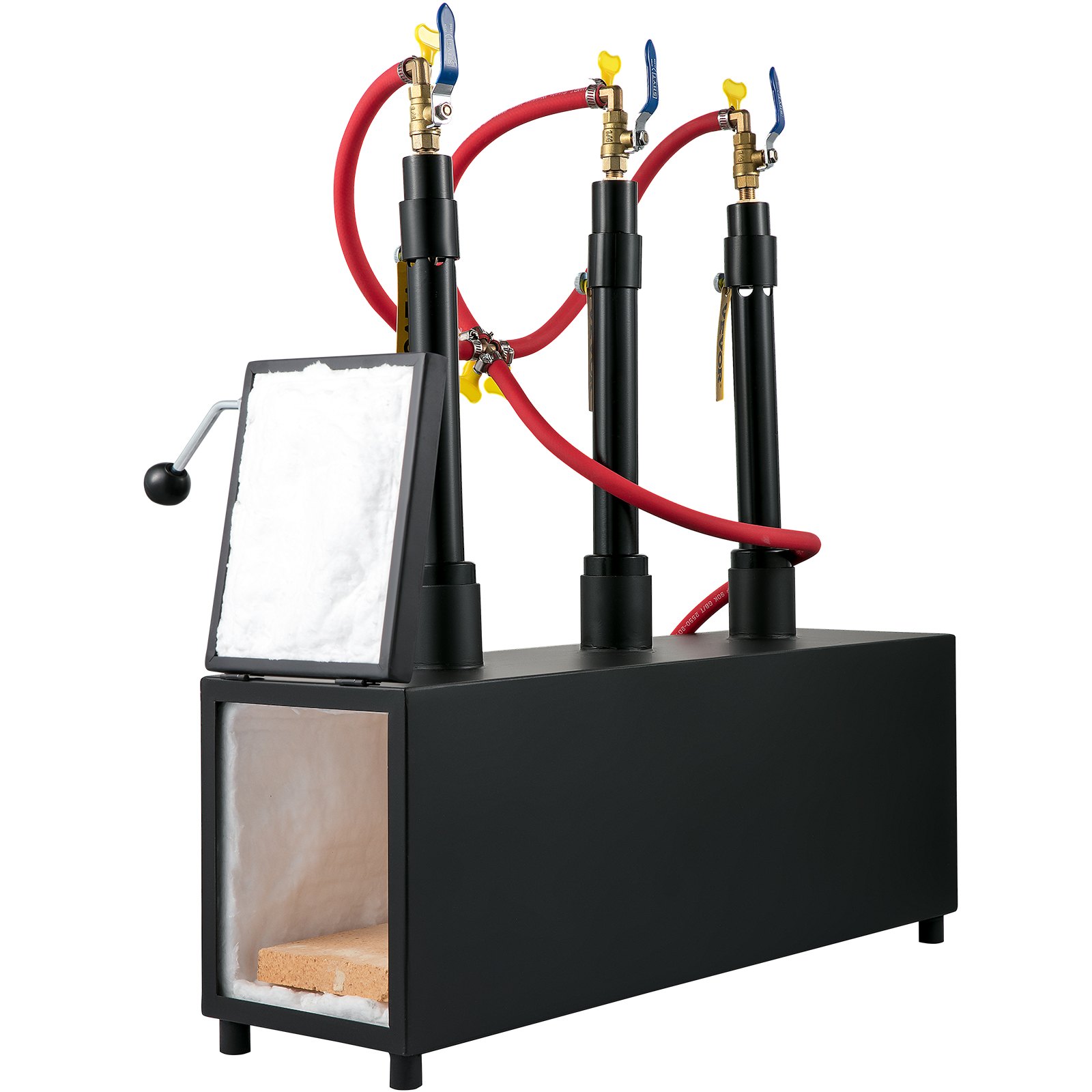 VEVOR Propane Knife Forge, Farrier Furnace with Three Burners, Portable Square Metal Forge with Single Durable Door, Large Capacity, for Blacksmithing, Knife Making, Forging Tools and Equipment