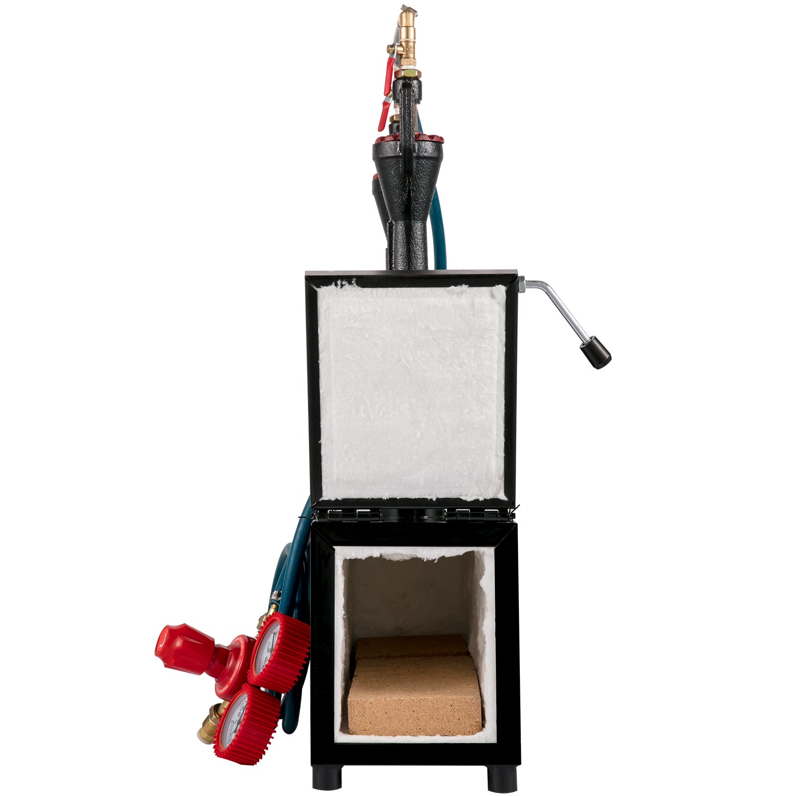 VEVOR Propane Knife Forge, Farrier Furnace with Dual Burners, Portable Square Metal Forge with Single Durable Door, Large Capacity, for Blacksmithing, Knife Making, Forging Tools and Equipment