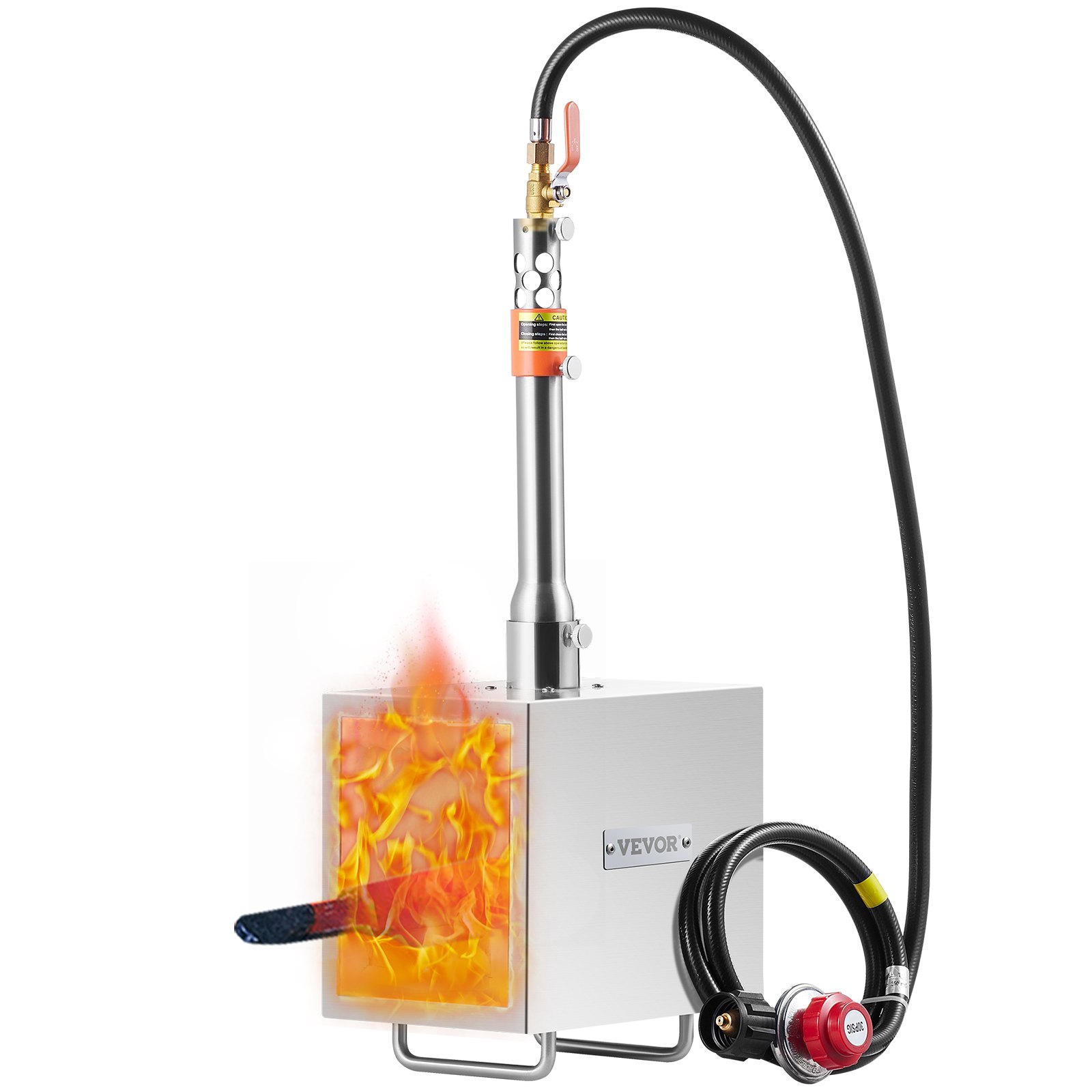 VEVOR Portable Propane Forge, 1 Burner, 2600℉ Tool and Knife Making Blacksmithing Farrier Forge, Large Capacity Square Shape, Stainless Steel Gas Forging Tools and Equipment, Use for Metal Forging