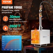 VEVOR Portable Propane Forge 1 Burner Farrier Forge 2600℉ Knife Metal Square