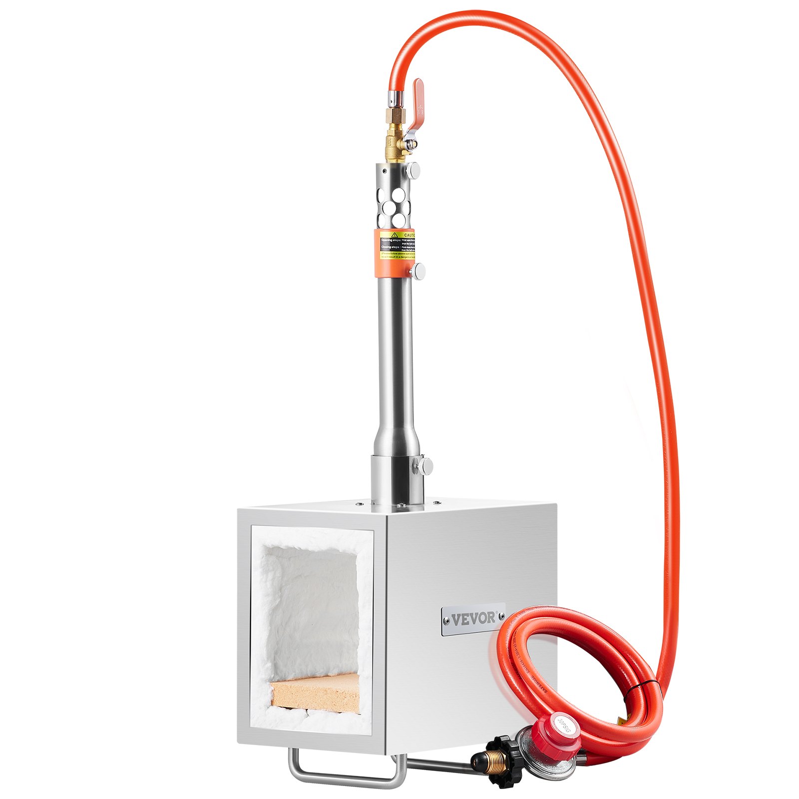VEVOR Portable Propane Forge, 1 Burner Farrier Forge, 2600℉ Tool and Knife Making Blacksmithing Gas Forge, Large Capacity Square Stainless Steel Gas Forging Tools and Equipment for Metal Forging