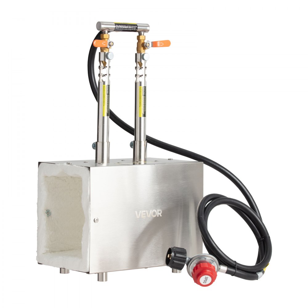 VEVOR Portable Propane Forge, 2 Burners, 2600℉ Tool and Knife Making Blacksmithing Farrier Forge, Large Capacity Square Shape, Stainless Steel Gas Forging Tools and Equipment, Use for Metal Forging