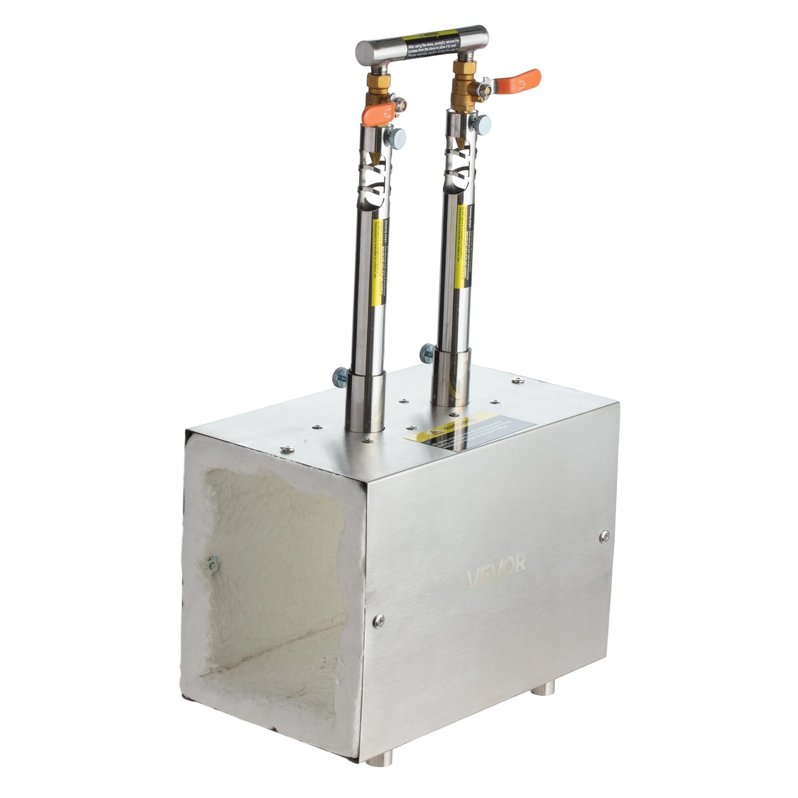 VEVOR Portable Propane Forge, 2 Burners, 2600℉ Tool and Knife Making Blacksmithing Farrier Forge, Large Capacity Square Shape, Stainless Steel Gas Forging Tools and Equipment, Use for Metal Forging
