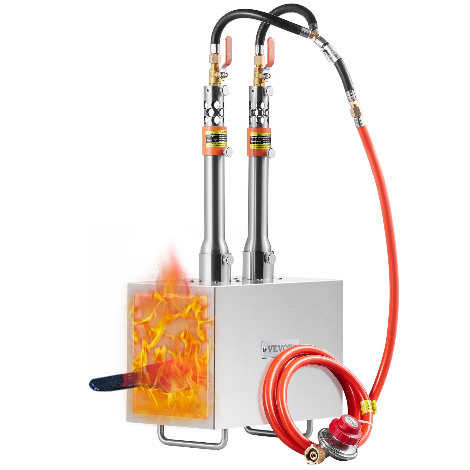 VEVOR Portable Propane Forge, 2 Burner Farrier Forge, 2600℉ Tool and Knife Making Blacksmithing Gas Forge, Large Capacity Square Stainless Steel Gas Forging Tools and Equipment for Metal Forging