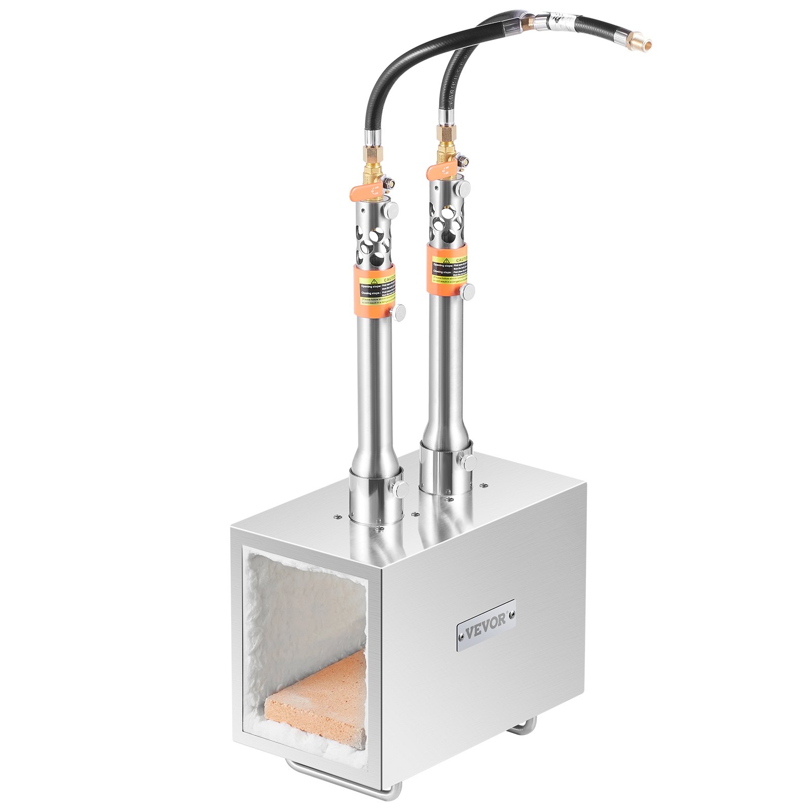 VEVOR Portable Propane Forge, 2 Burner Farrier Forge, 2600℉ Tool and Knife Making Blacksmithing Gas Forge, Large Capacity Square Stainless Steel Gas Forging Tools and Equipment for Metal Forging